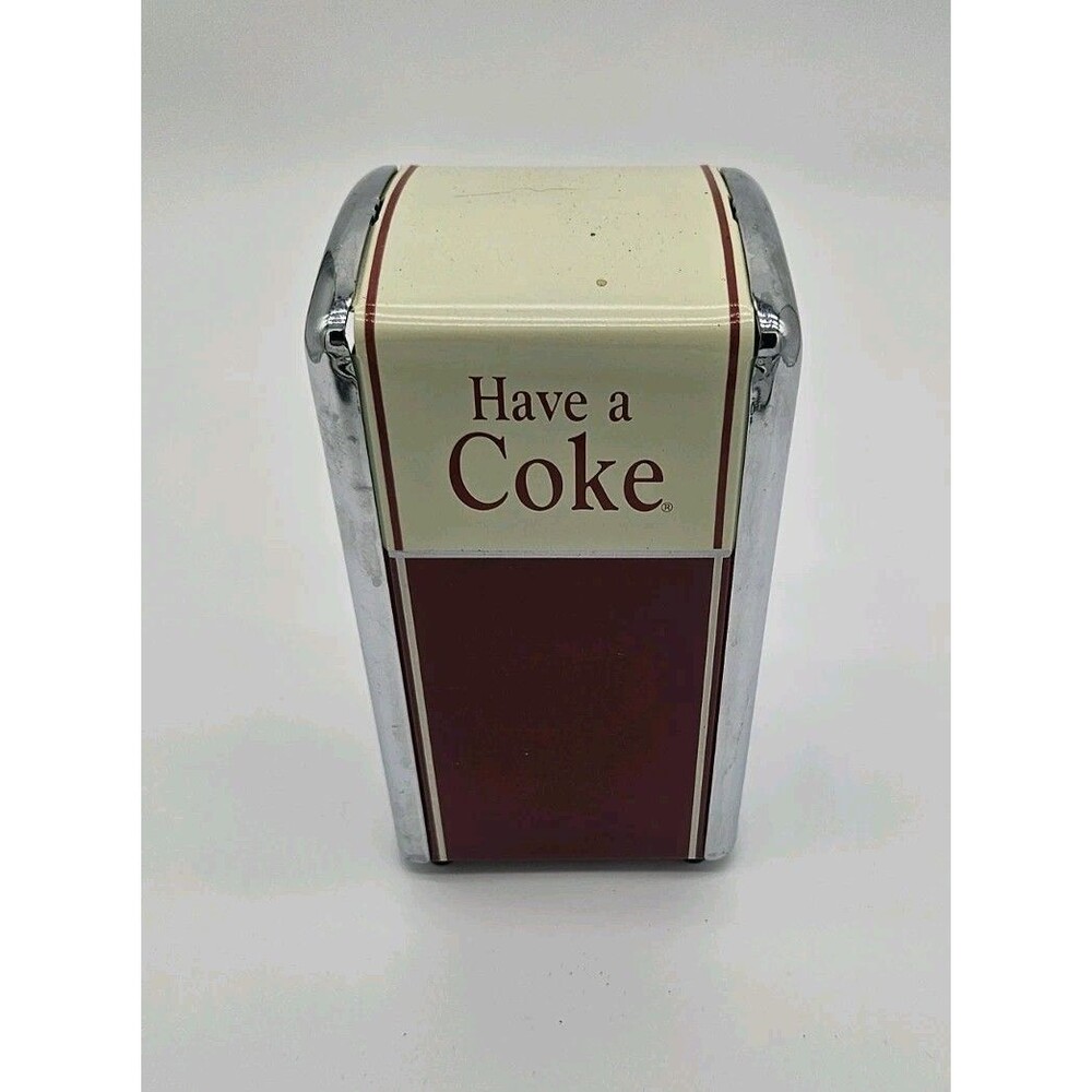 Coca-Cola Have a Coke Tabletop Metal Napkin Dispenser Red White Chrome